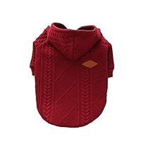 Meioro Dog Sweater Zipper Hooded Dog Cat Clothes Cute Pet Clothing Warm Hooded Winter Warm Puppy French Bulldog Pug (XL, Red)