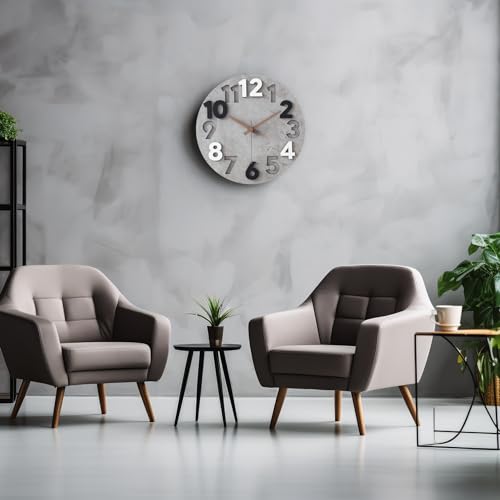 Stellarize Wall Clock Without Ticking Noises Modern Wooden 3D Kitchen Clock for Living Room Children's Room Office (30 cm)