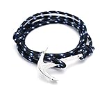 VIRGINSTONE Silver Anchor Bracelets on Colorful Nylon Ropes (Starry Sky)