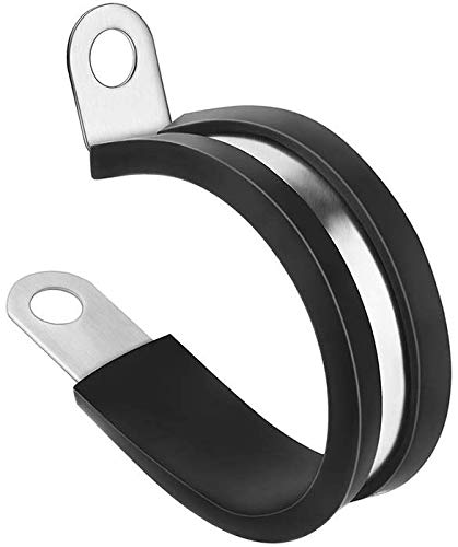 Temoyj Cable Clamp,10 Pack 2 Inch Stainless Steel Cable Clamp, Pipe Clamp, Metal Clamp, Rubber Cushioned Insulated