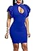 Mokoru Women's Sexy Ruffle Short Sleeve Hollow Out Bodycon Party Mini Club Dress, Large, Royal Blue
