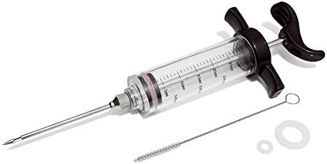 FUNPRT Turkey Injector Kit, 1-oz Plastic Meat Injector Syringe, Food-Grade Marinade Injector, Dishwasher Safe (2 O-Rings+1 Cleaning Brush) for Turkey Smoked BBQ Grill Roast Black