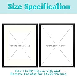 Frametory, 16x20 Picture Frame with Mat for 11x14
