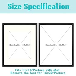 Frametory, 16x20 Picture Frame with Mat for 11x14