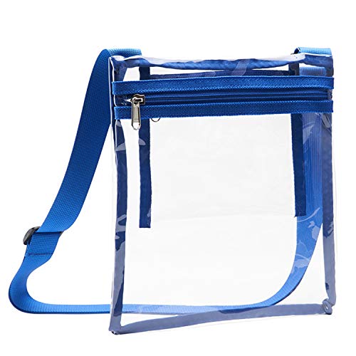 Vorspack TPU Clear Cross-Body Purse NFL Stadium Approves Clear Bag with Inner Pocket and Adjustable Strap for Sports Event Concert Festival - Blue