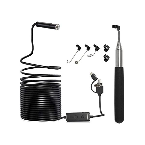 XpertMatic F160 Endoskope WiFi und USB Endoskopkamera HD 1080P 2.0 Megapixel Inspektionskamera 5m Brennweite IP67 Wasserfest für iPhone, Android mit 8 LEDs