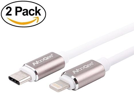 Type C to Lightning Cable 2-Pack, NooQee 3ft USB-C 3.1 Type-C to Lightning 8-Pin Port Charging Cable Data Cable for iPhone, iPad connect to Apple New MacBook (White)