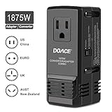 DOACE C7 Mini Transformer Powerful 1875W Worldwide Travel Adapter and Converter Combo, 220V to 110V International Voltage Converter for Hair Dryer, All in One Plug Adapter Wall Charge Patent Protected