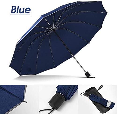Umbrella Male Rainproof Female Windproof Large Men and Women Sunscreen Reflective Safety Umbrella Outdoor Umbrella Blue