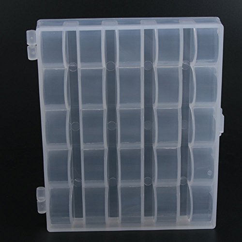STORE-HOMER - 25 Slots Empty Bobbins Spools Box Sewing Machine Bobbin Case Covers Sewing Goody - Thumbnail 2