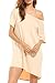 HOTOUCH Women's Casual Plain Short Sleeve Simple Tshirt Loose Dress Off Shoulder, Small, Beige