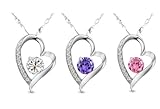 KATGI Overlay Crystal Heart Shape Lover Heart Pendant Necklace