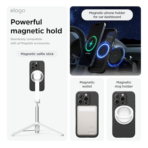 elago Magnetic Silicone Cover Compatible with iPhone 16 Pro Cover 6.3 inches Compatible with all MagSafe accessories - Built-in Magnets, Soft Grip Silicone, Shockproof (Black)