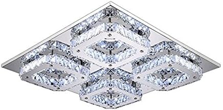 Joypeach LED Crystal Flush Mount, 4 Light, Modern Transparent Electroplating Stainless Steel , Bedroom Ceiling Lights, Crystal Ceiling Lights,110V