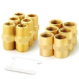 GASHER 12PCS Metals Brass Pipe Fitting, Hex Nipple