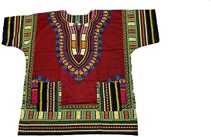 Comfy Decor Shirts Handmade African Traditional Mexican Dashiki Kaftan Shirts for HIM Burgundy
