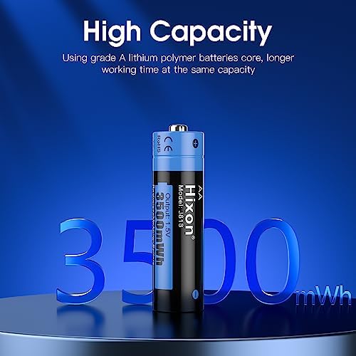 Lithium AA Batterien, Wiederaufladbare 1,5V AA Lithium Akku, 3500mWh und 1600 Lange Zyklen, 8 Stück Lithium 1,5V Double A Akku mit Weißem Schnelles Aufladen LCD-Display Ladegerät