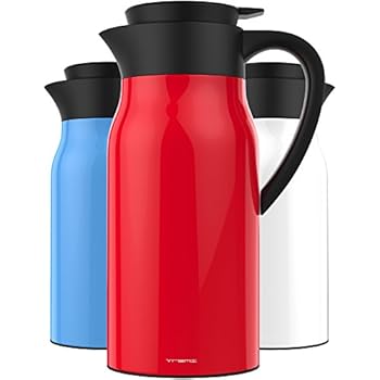 Vremi 51 oz Coffee Carafe - 1.5 liter Tea Thermos Large Travel Bottle Stainless Steel Vacuum Insulated with Leak Proof Lid - Thermal Carafe Hot Drink Carrier Container with Heat Cold Retention - Red