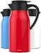 Vremi 51 oz Coffee Carafe - 1.5 liter Tea Thermos Large Travel Bottle Stainless Steel Vacuum Insulated with Leak Proof Lid - Thermal Carafe Hot Drink Carrier Container with Heat Cold Retention - Red