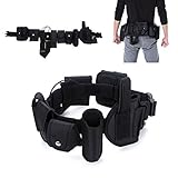 YAHILL Law Enforcement Utility Tactical Belt, Security Military Police Gear Heavy Duty Belt Nylon Combat Officer Equipment with Pouches Holster Gear, Black