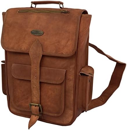 Travel Laptop Backpack, Extra Large Brown Vintage Leather Backpack Laptop Messenger Bag Rucksack Sling for Men & Women