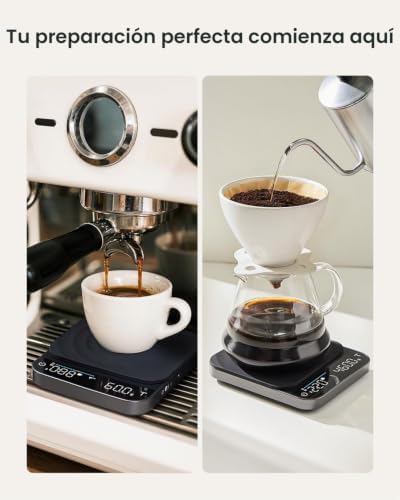 Balança de café, balança de espresso com temporizador, Descarga Recarregável de Alta Precisão sobre Escala 0,1g, capacidade de 3kg