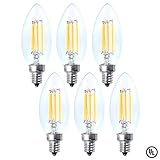Kingstar LED Filament Candle Light Bulbs Set,4W Warm White Dimmable Candelabra Vintage Light 6 Pack