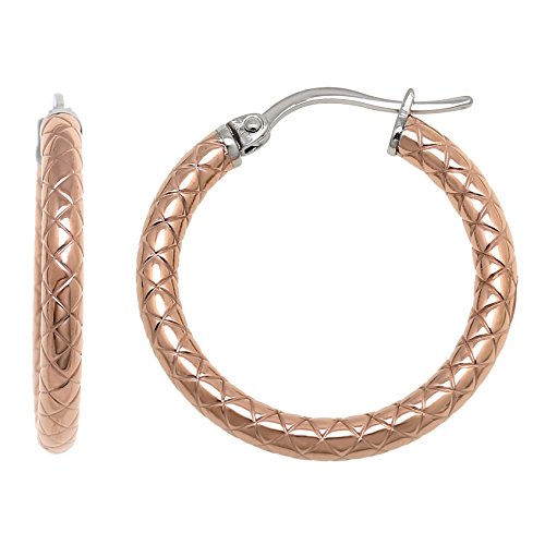 Metro jewelry textured rose gold-tone steel fashion hoo…