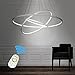 LightInTheBox Modern LED Chandelier 3 Ring Chandelier Dimmble with Remote Control Circular Dining Ceiling Pendant Light for Dinning Room Living Room (White; Light Source: Stepless Dimming)