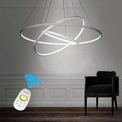 LightInTheBox Dimmable 90W Pendant Light Modern Design LED Three Rings Chandeliers White Color Voltage=110-120V with Remote Control