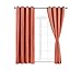 Yakamok Coral Orange Room Darkening Blackout Curtains Thermal Insulated Drapes Solid Grommet Top Window Curtain Panels for Girls' Bedroom, 2 Tie Backs Included(52x63 Inch, Coral Orange, One Pair)