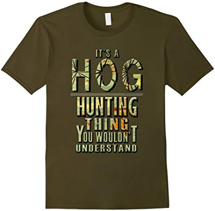 Mens Hog Hunting Shirt Accessories Funny Boar Hunter Tee Shirts XL Olive