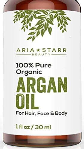 Aria Starr Beauty Organic Argan Oil For Hair, Skin, Face, Nails, Cuticles & Beard- Best 100% Pure Moroccan Anti-Aging, Anti-Wrinkle Beauty Secret,Ecocert Certified Cold Pressed Moisturizer 1 Oz (784922236180)