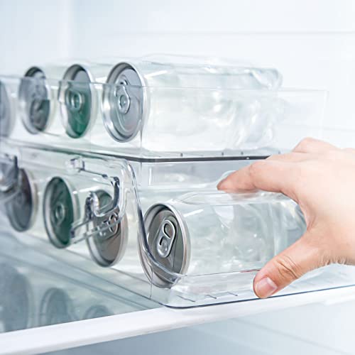 HANSGO Auto Rolling Soda Can Organizer, Double-Layer Can Dispenser Collapsible Beverage Storage Organizer for Refrigerator Kitchen Pantry Cabinet Canned Food