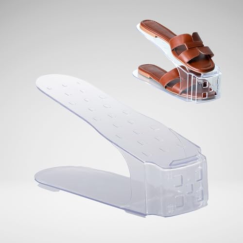 Kit Organizadores de Sapatos Paramount Ajustável Empilhável Economiza Espaço Organizador de Calçados para Guarda Roupa Armário Sapateira Plástico Resistente Antiderrapante Fácil Montagem Unissex (10)