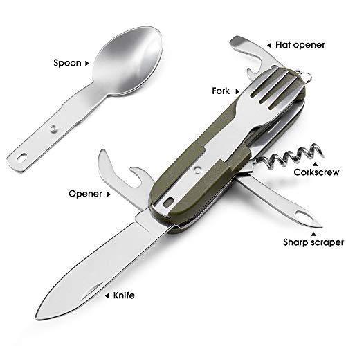 7in1 Camping Utensils Tool, Foldable Camping Utensil Set, Portable