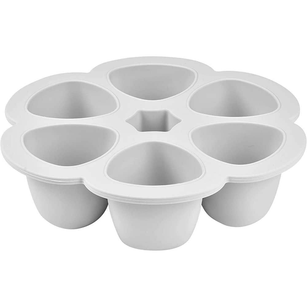 Béaba Silicone Multi-Containers, Premium-Quality for Baby, Extreme Heat Resistance, Oven and Microwave, 6 Separate Sections, Airtight Lid, Made in Italy - 6x90 ml - Grey