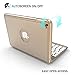 iPad mini 4 Wireless Keyboard Case with Colorful Backlit 135 Degree Adjustable Angles Addprime Gold Aluminum Alloy Shell and Back Plate Chocolate ABS Button Bluetooth 3.0 Keyboard for iPad A1538/A1550
