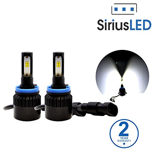 SiriusLED X2 Model Extremely Bright CSP LED Chip 8000 Lumens Headlights Fog Lights Bulb Conversion Kit 6000K Xenon White (H11 H8 H9)