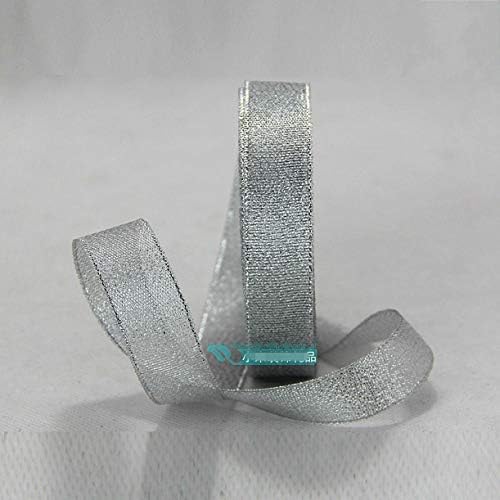 ZHONGJIUYUAN 250 Yards(10 roll), 1-inch - Silver Princess Glitter Metallic Nylon Ribbon, Wired Christmas Ribbon, Assorted Organza Swirl Sheer Glitter Tulle Crafts Gift Wrapping Ribbon Christmas Design