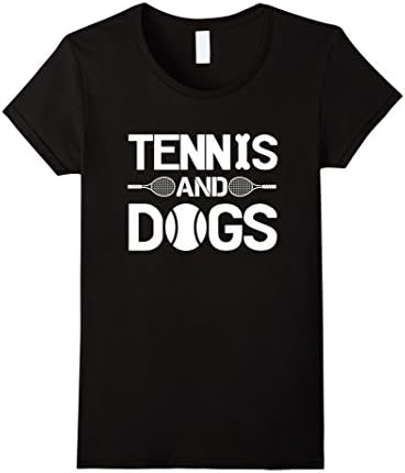 Womens Tennis And Dogs T Shirt - Funny Tennis Dog Lover Medium Black