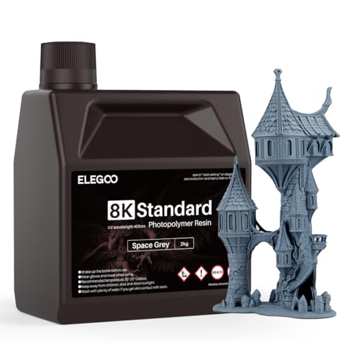 ELEGOO 8K Standard Photopolymer Resin 405nm UV-härtendes Harz Beste für Saturn 2 8K LCD 3D Drucker Space Grau 2000G