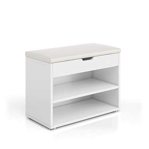 Vicco Schuhbank 6 Paar Schuhe Grau Beton Schuhschrank Schuhablage Sitzbank Schuhregal Bank Regal Polster Deckel Klappdeckel (