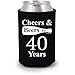 Shop4Ever Cheers & Beers To 40 Years Can Coolie ~ 40th Birthday Party 1980 Fortieth Anniversary Beer Can Sleeve Coolers ~ (40 Yrs, Blk, 12 Pk)