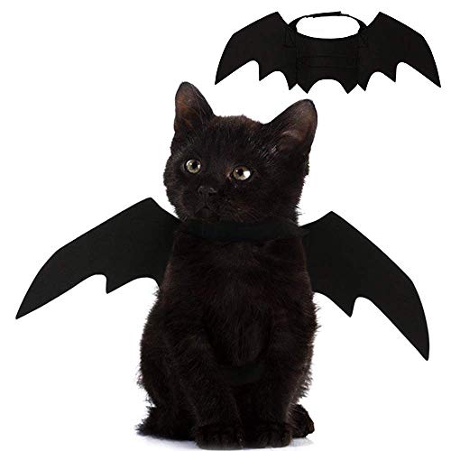 Feeke Cat Halloween Costume Black Cat Bat Wings Cosplay Pet