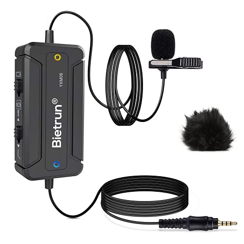 Bietrun Lapel Microphone for iPhone/Android Phone/DSLR Camera/Pad with Noise Cancelling, Omnidirectional Professional Wired Clip On Lavalier Mic for Interview, YouTube, Tiktok, Recording(19.6Ft)