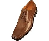 Amali Mens Brown Classic Smooth Oxford Lace Up Dress Shoe with Distressed Detail: Style 5742 Brown-065
