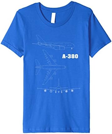 unisex-child A-380 AIRPLANE T-SHIRT BLUEPRINT 12 Royal Blue