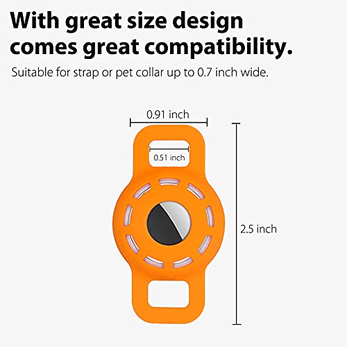 3-Pack Protective Case Compatible with Apple AirTag Dog Collar Holder, Anti-Lost Silicone AirTag Cat Puppy Collar Cover with Screen Protectors - Black & Orange & White