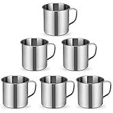 TBoxBo 6 Pcs Small Stainless Steel Coffee Cup with Handle 2.3inch Outdoor Camping Hiking Tea Mug Cup Mini Cup Great for Drinking Tea Coffee and Milk